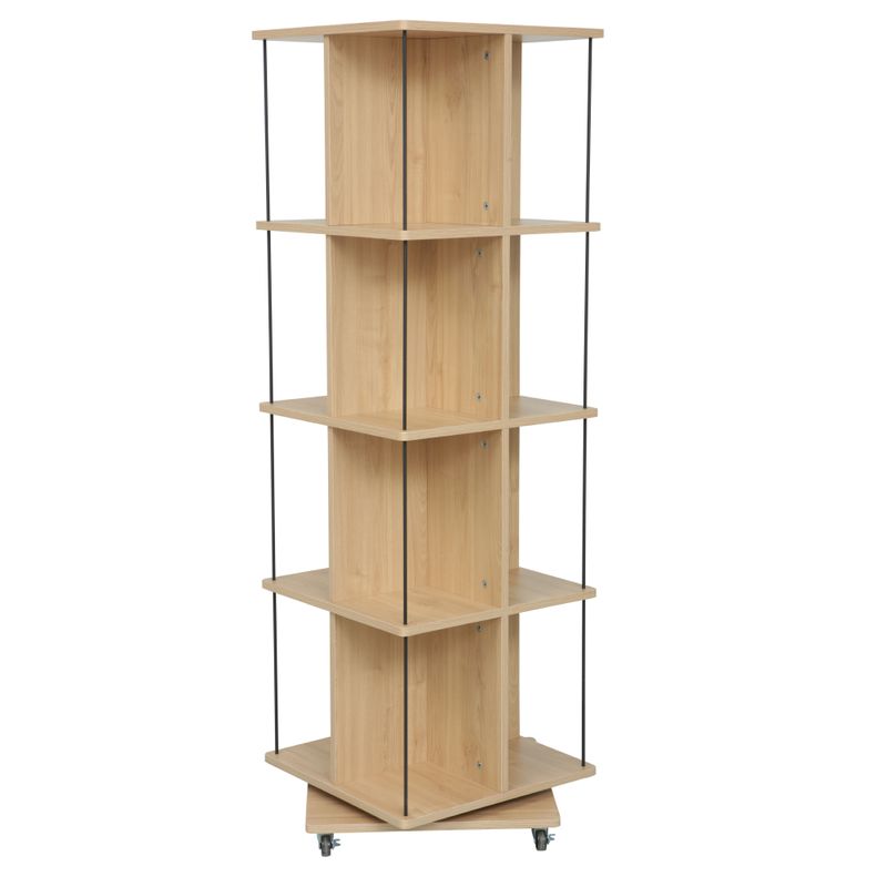 Otočný regál, 45cm, dub, čierny, POTOR