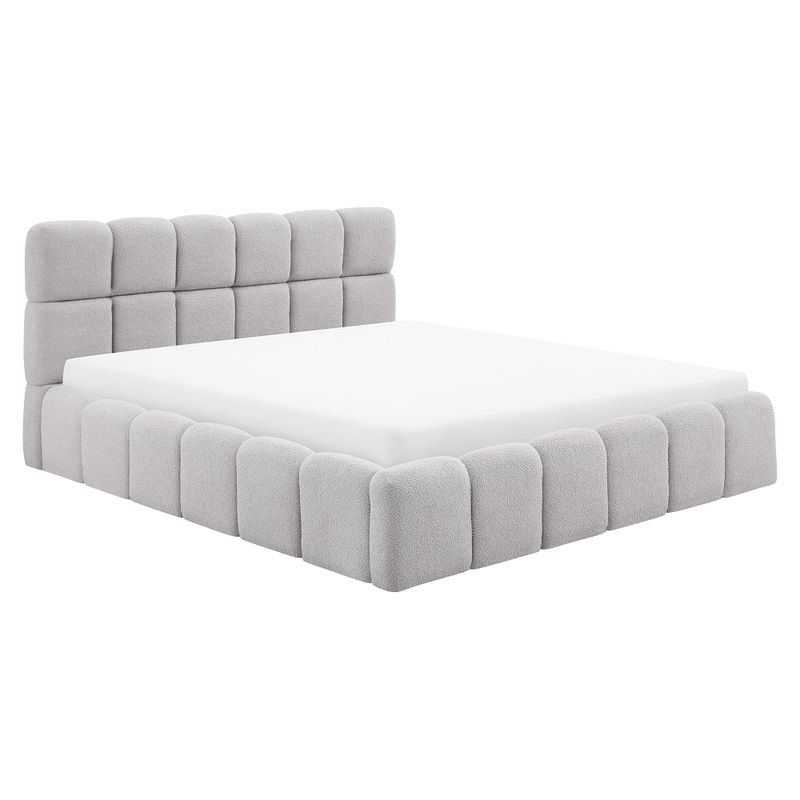 Manželská posteľ, 160x200, s roštom, sivá látka, SORELA