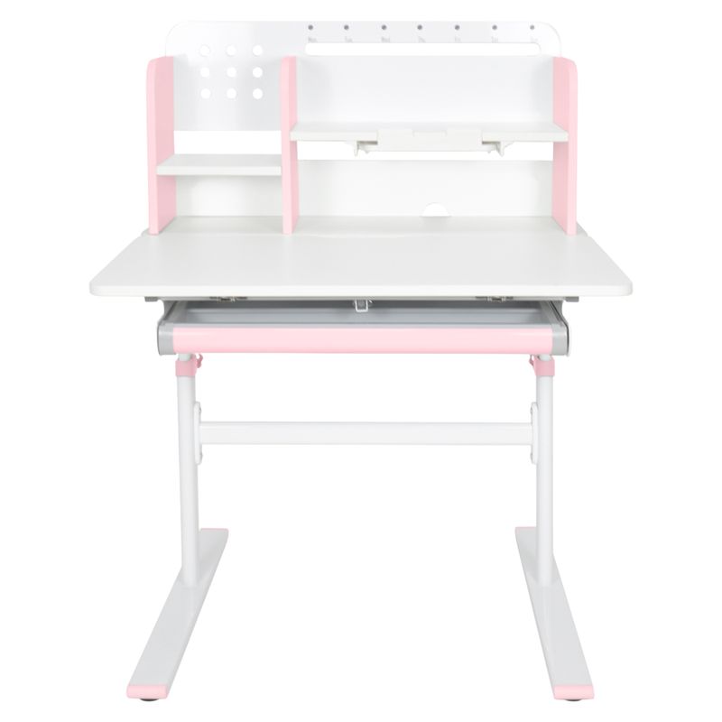Rastúci písací stôl, 80x60cm, ružový, biely, ADAN