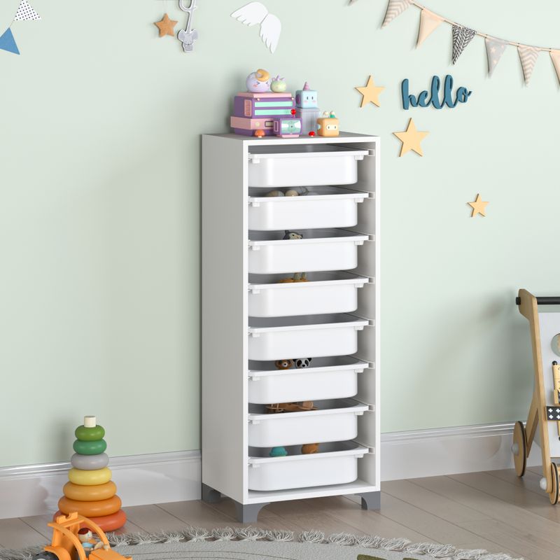 Regál s úložnými boxami, 42cm, biely, LUNOR