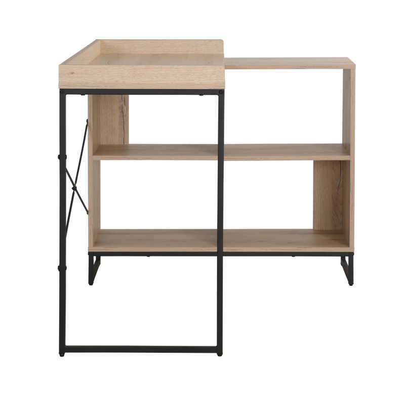 Rohový PC stôl, 110x88cm, dub, čierny, ULOSTOL