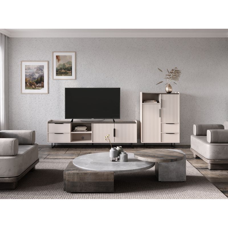 TV stolík, 200cm, kašmír, norkový gaštan arvadonna, FRESIO RTV2D2S