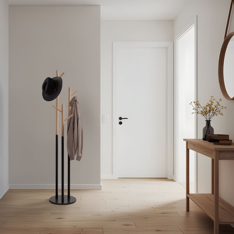 Vešiak, 171cm, čierny, prírodný, TAVEL