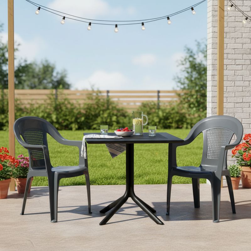 Záhradné stohovateľné kreslo, antracit plast, MEDRO