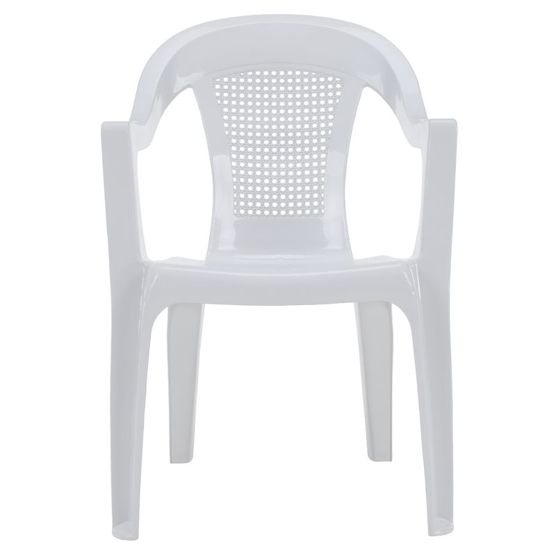 Záhradné stohovateľné kreslo, biely plast, MEDRO