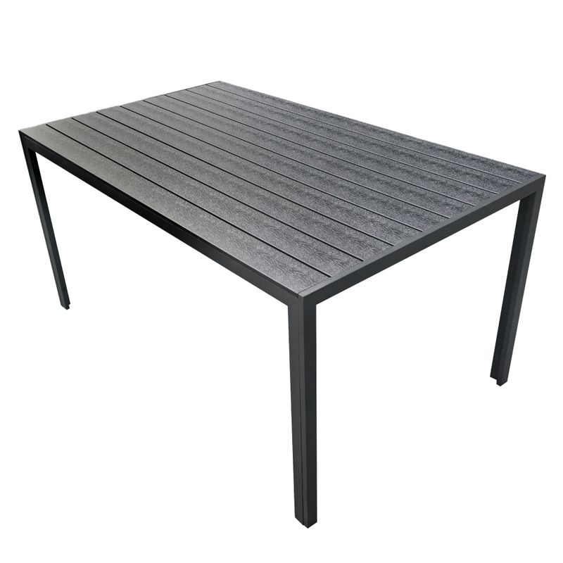 Záhradný stôl, 150x90cm, čierny, hliník, polywood, ZINAN