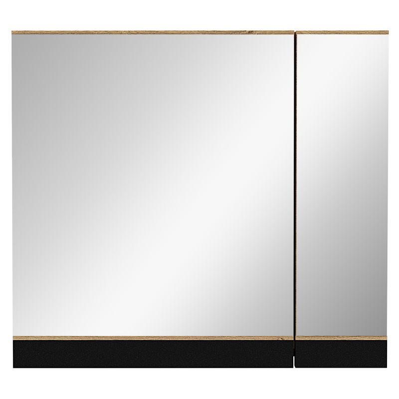 Závesná skrinka so zrkadlom, 80cm, dub zlatý, čierna, MOURO 80