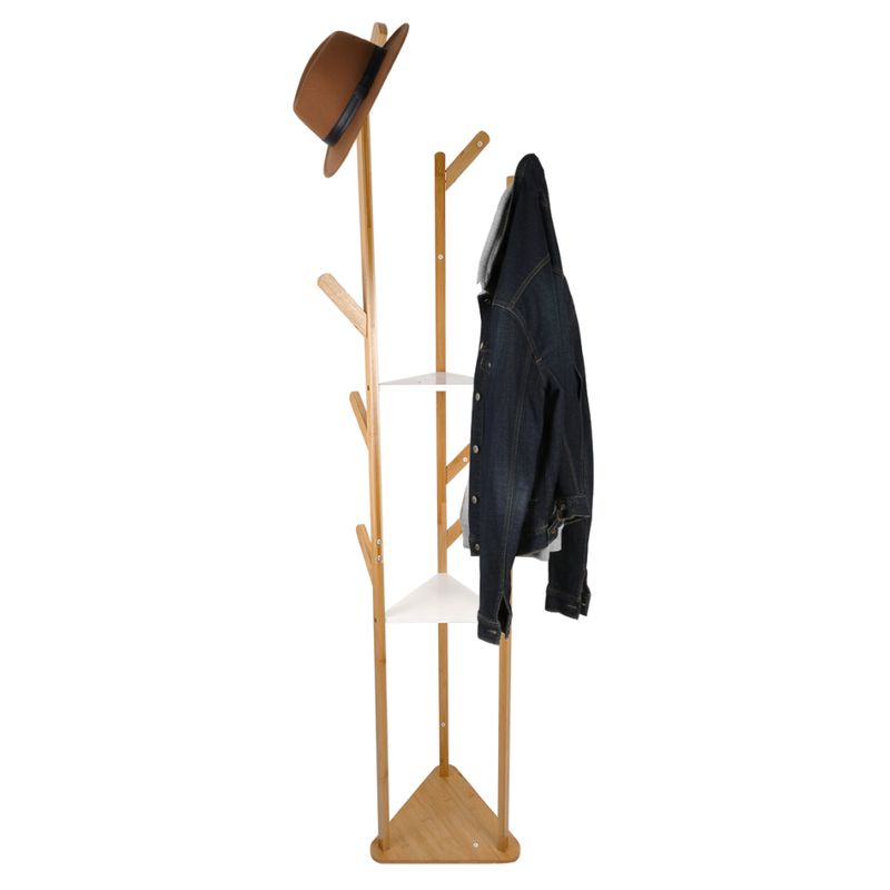 Vešiak s policami, 167cm, biely, bambus, GAEL