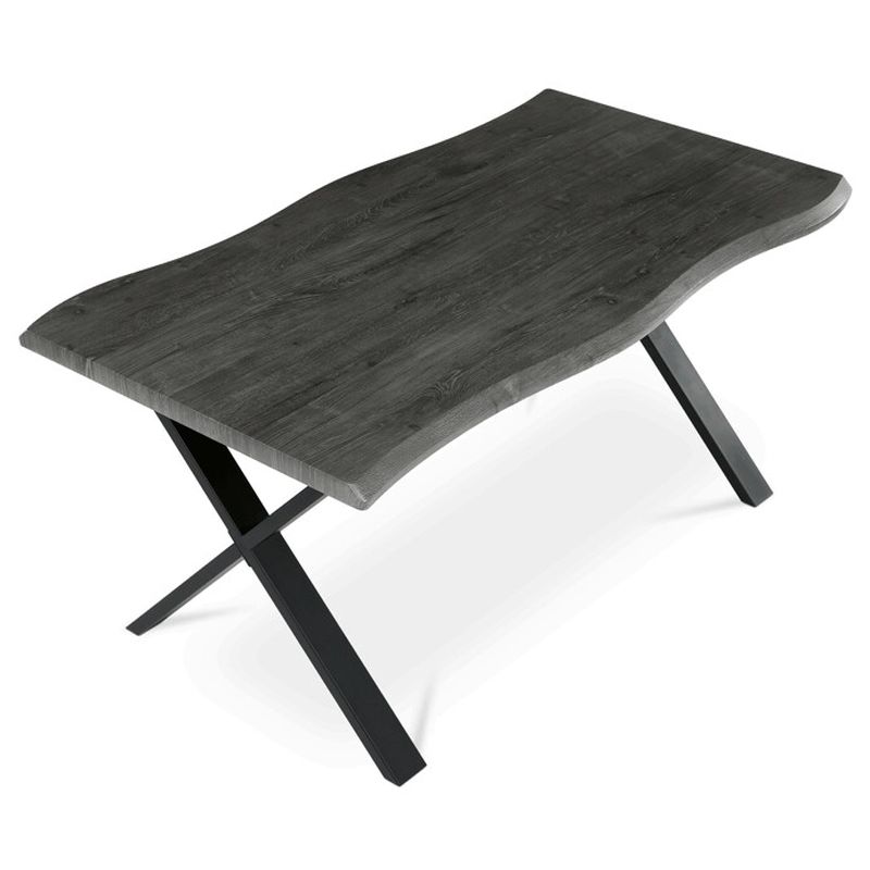 Jedálenský stôl 160x90cm, MDF sivý dub, kov čierny, HT-F4316 GREY