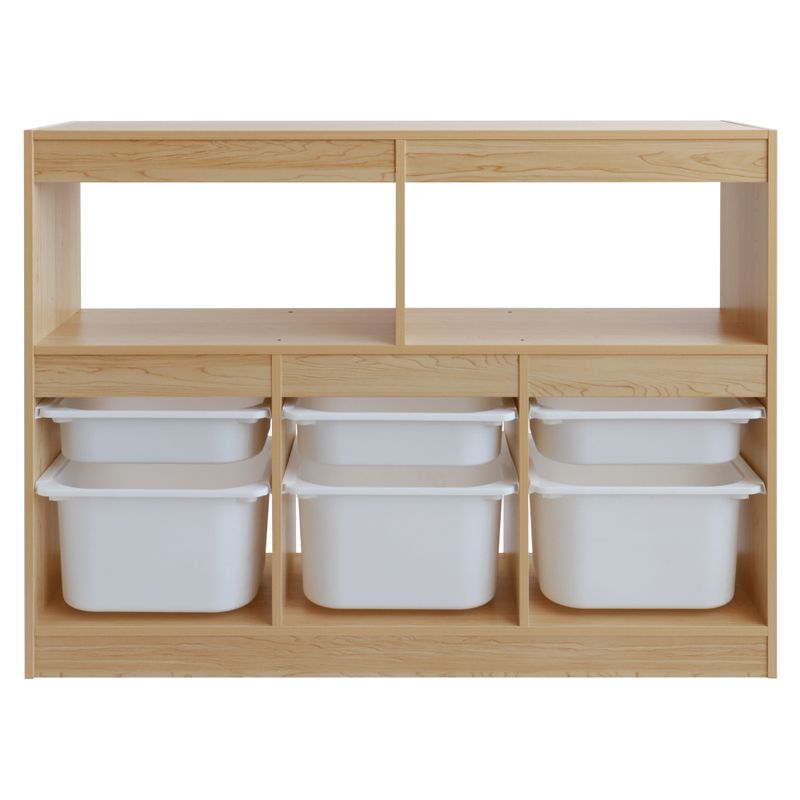 Organizér s úložnými boxami, 120cm, dub, biely, TRIVIX