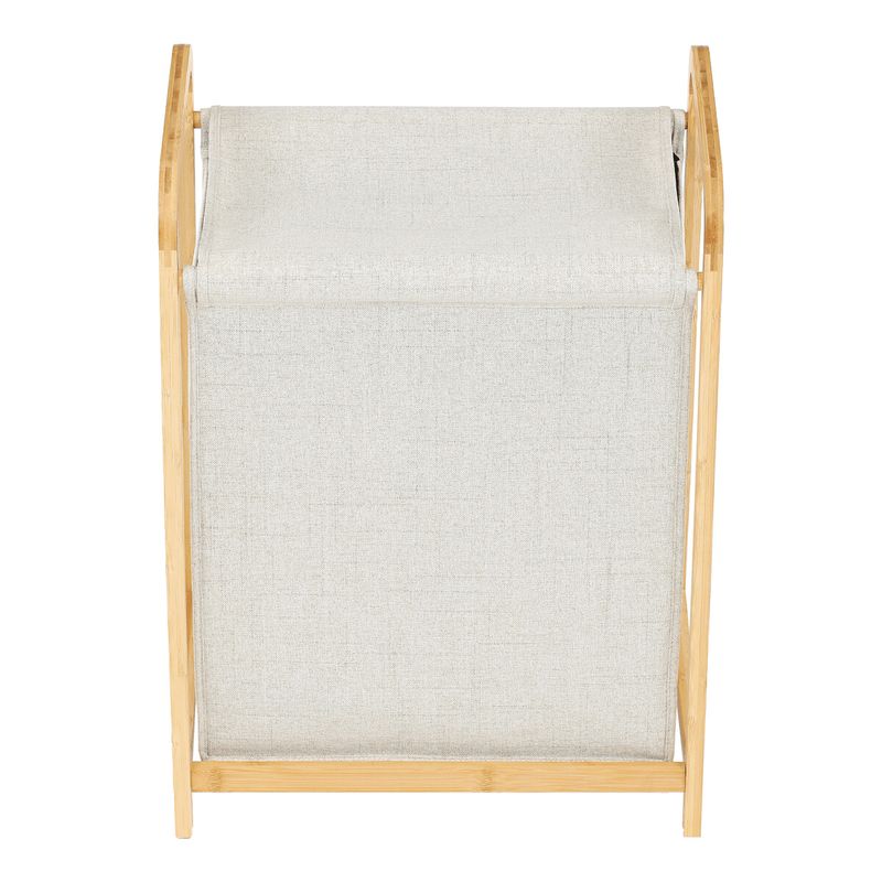 Kôš na prádlo, polyester, bambusová konštrukcia, farba krémová