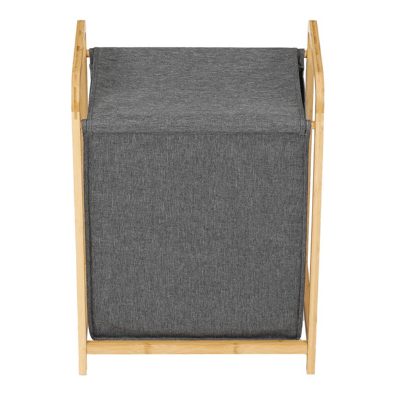 Kôš na prádlo, polyester, bambusová konštrukcia, farba sivá