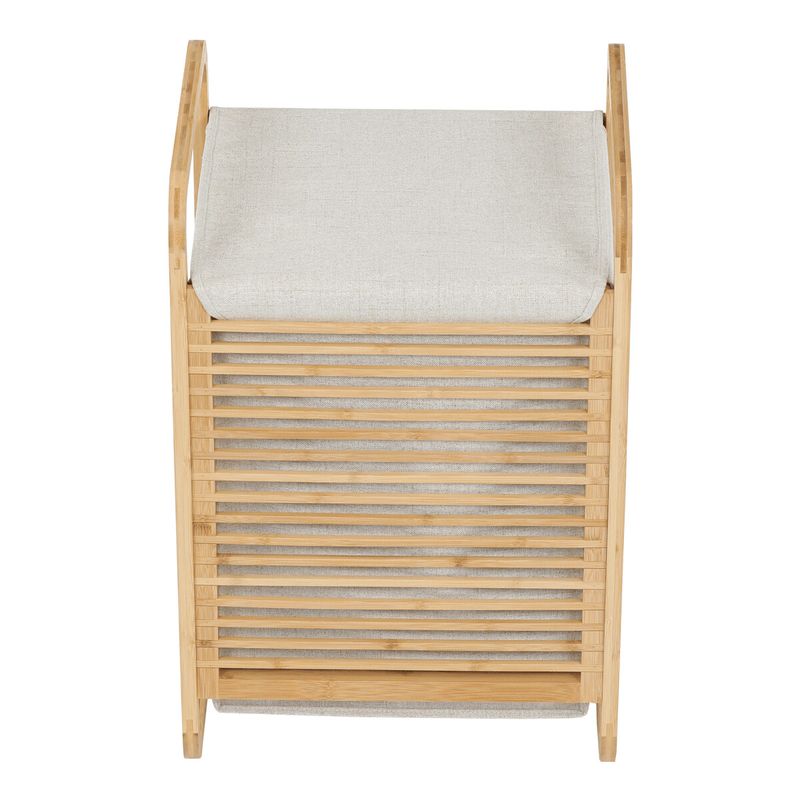 Kôš na bielizeň, polyester, bambusová konštrukcia, farba krémová