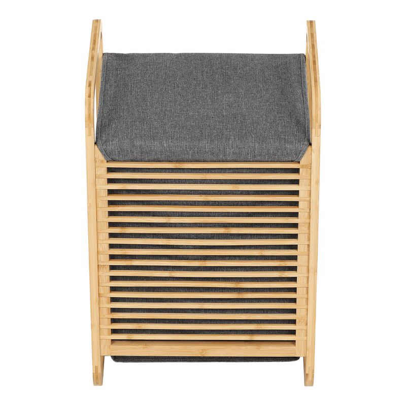 Kôš na bielizeň, polyester, bambusová konštrukcia, farba sivá