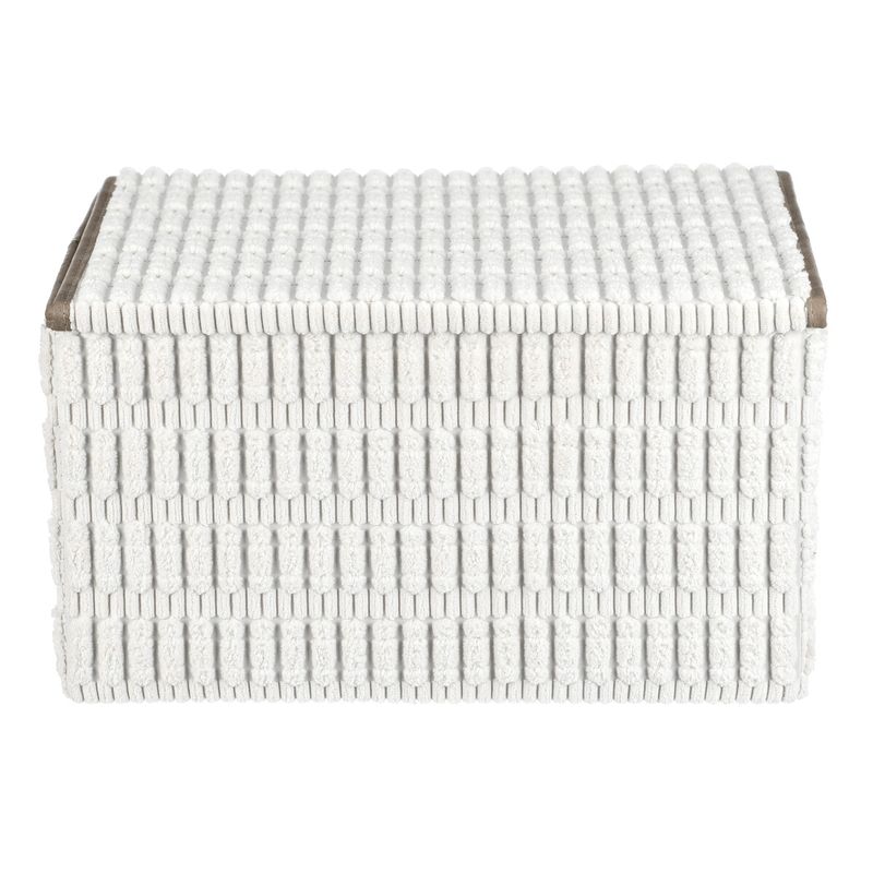 Kôš regálový, polyester a papier, veko na suchý zips, farba biela