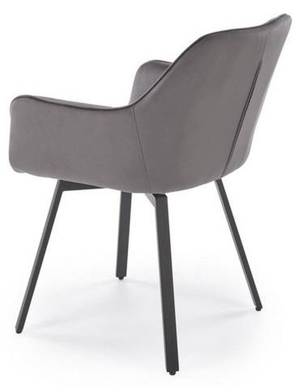 Jedálenská stolička, sivá velvet látka, čierny kov, K-588