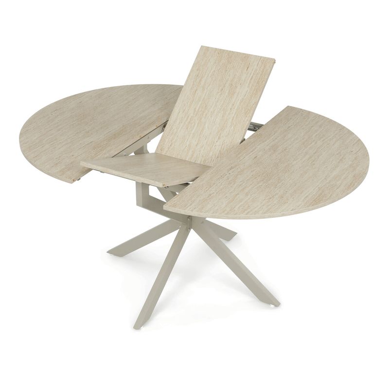 Jedálenský stôl rozkladací, 120-160x120 cm, melamín, travertin, DT-I1120 TRV