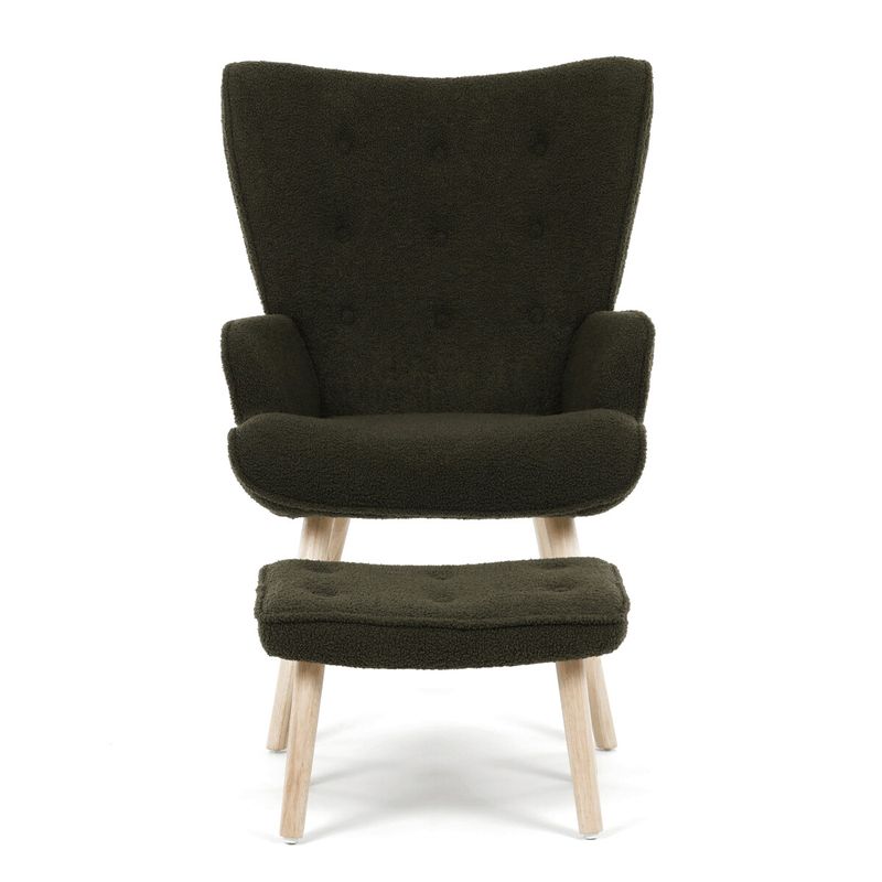 Relaxačné kreslo, ušiak, zelená látka bouclé, AK-319 GRN2