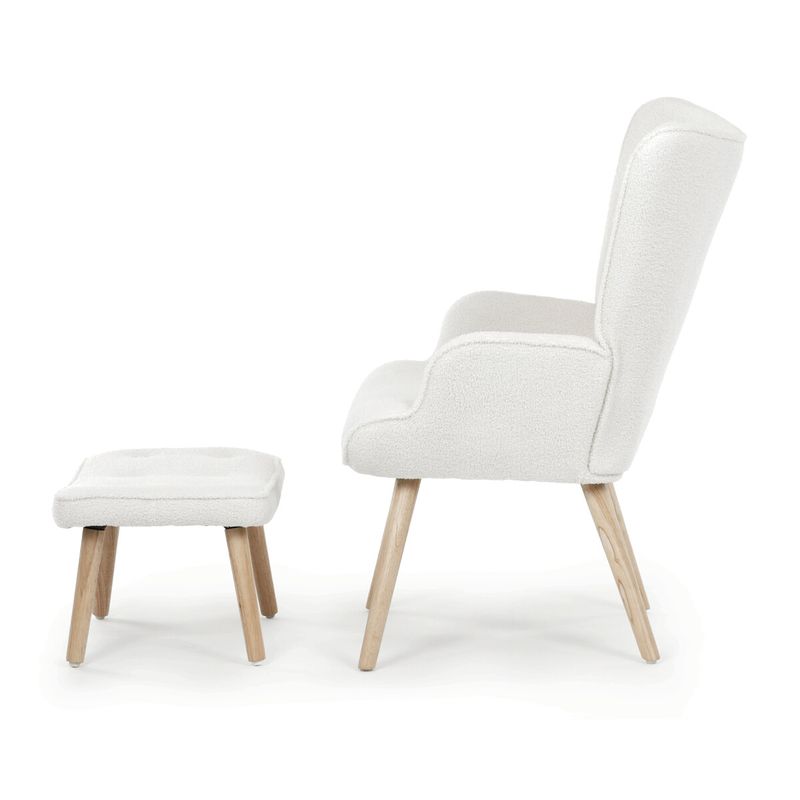 Relaxačné kreslo, ušiak, biela látka bouclé, AK-319 WT2