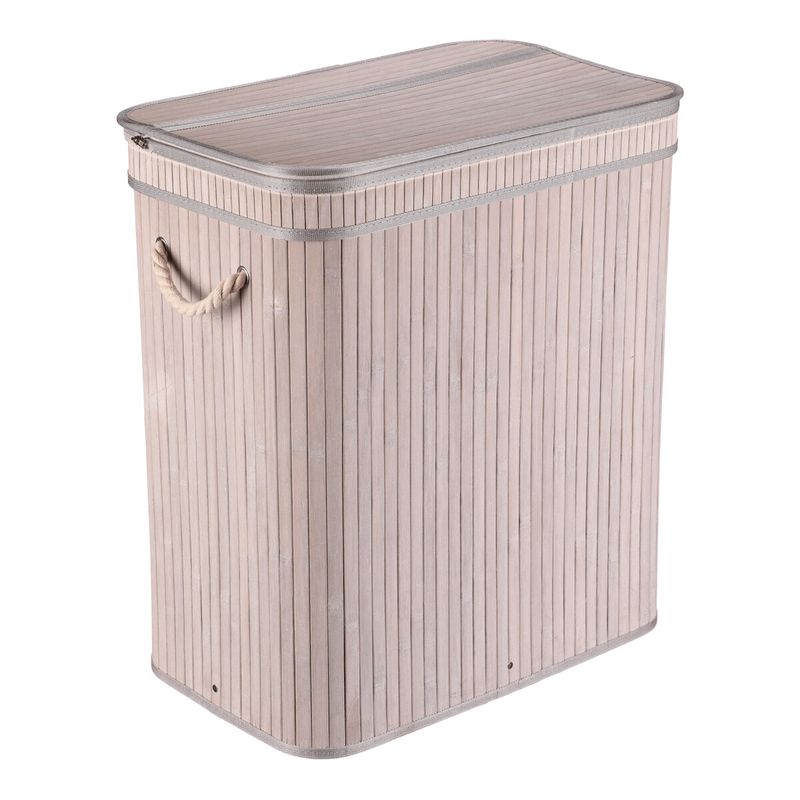 Kôš na prádlo, 52cm, bambusový, s vekom, sivý, DB2000 GREY