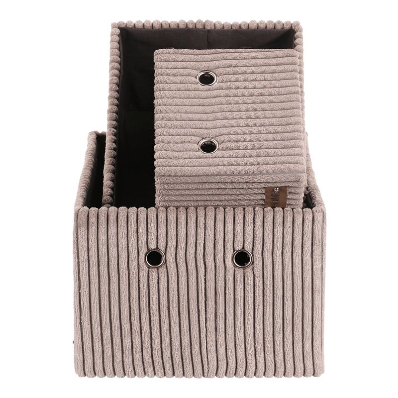 Kôš regálový, menčestrový poťah, sivý, sada 3 ks, DT3016 GREY