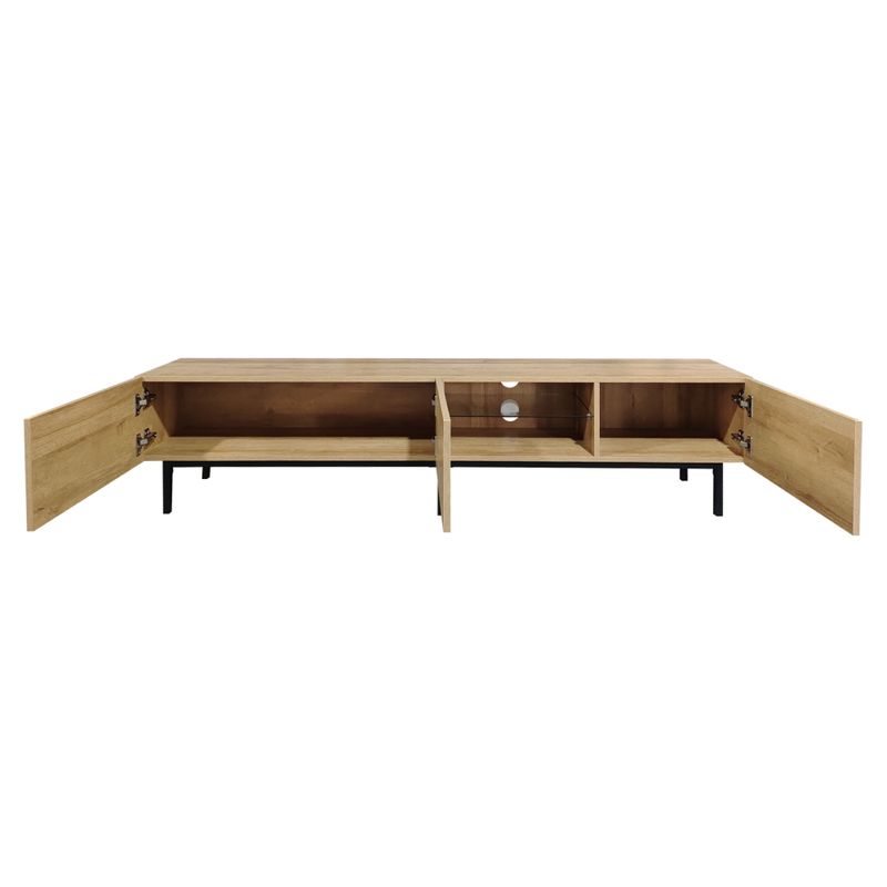 TV stolík, 175cm, dub, čierny, BASTIEN
