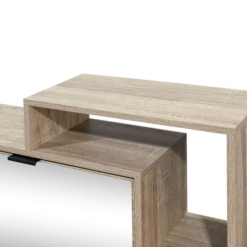 Výklopný trojradový botník, 80cm, so zrkadlom, dub sonoma, KENTIN TYP 2