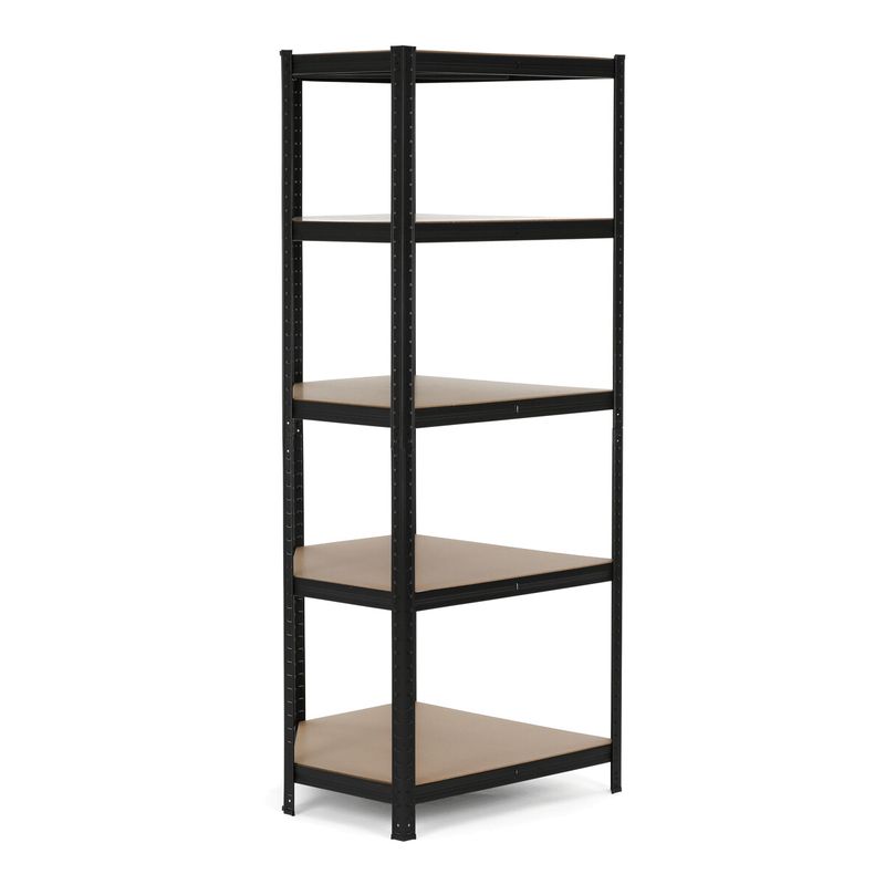 Rohový regál, 75cm, kov, čierny, AUR-G2075 BK