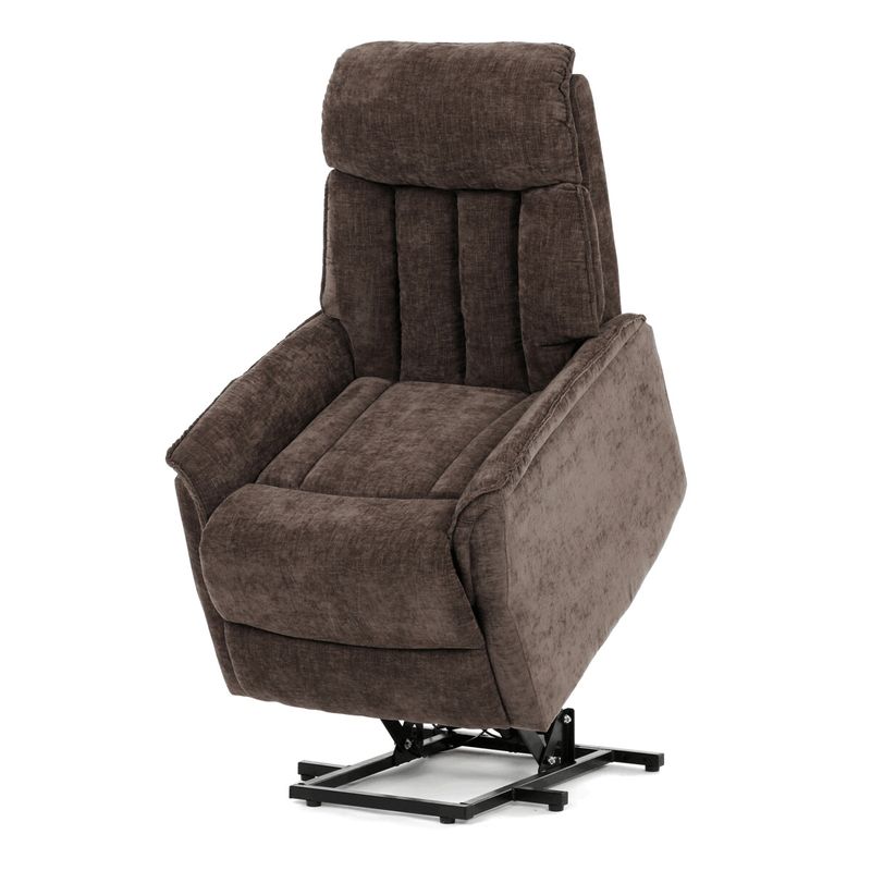 Polohovacie elektrické kreslo, hnedá látka, 200kg, TV-H9727 BR2
