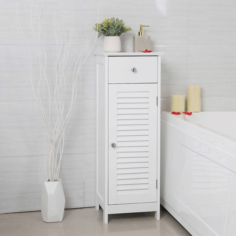 Kúpeľňová skrinka, 32cm, MDF, biela, AUK-E1143 WT