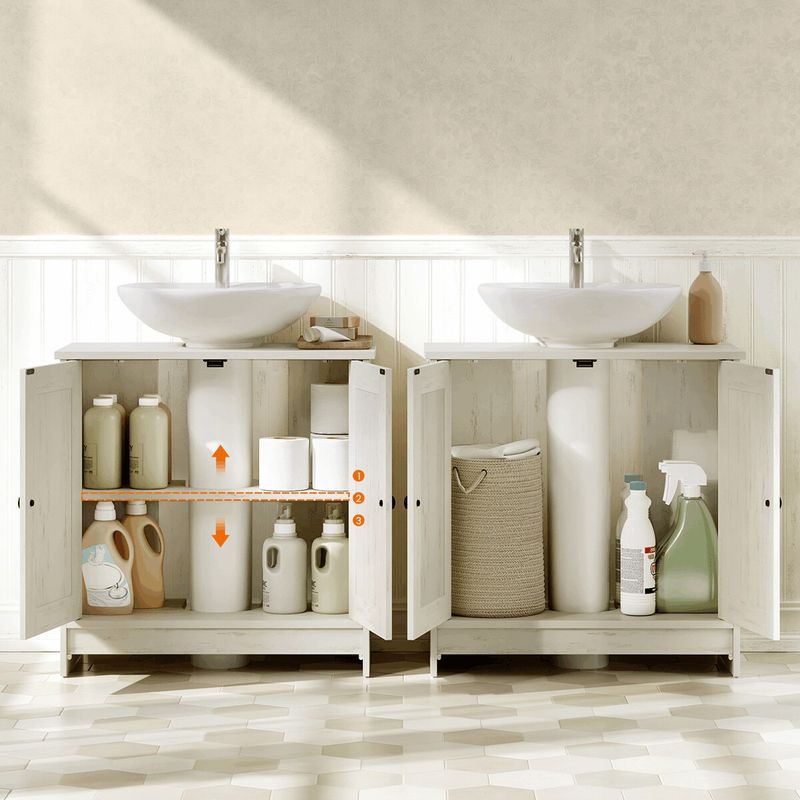 Kúpeľňová skrinka, 60cm, MDF, biela, AUK-E1155 WT