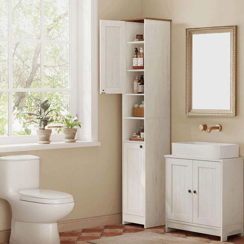Kúpeľňová vysoká skrinka, 30cm, MDF, biela, AUK-E1166 WT