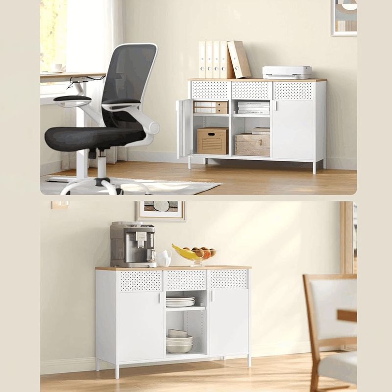Komoda 110x40x76cm, kov, biela, AUK-E1420 WT