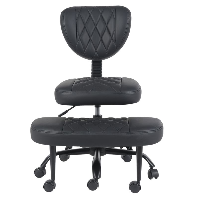 Ergonomická kľakačka, 44cm, čierna ekokoža, čierny kov, SAMER