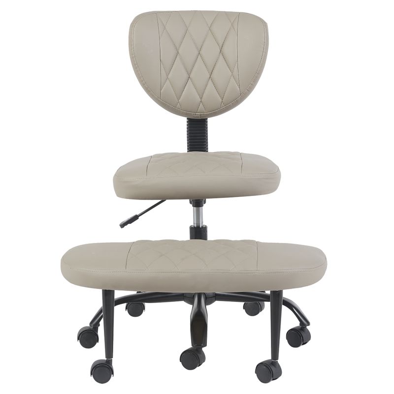 Ergonomická kľakačka, 44cm, sivohnedá Taupe ekokoža, čierny kov, SAMER