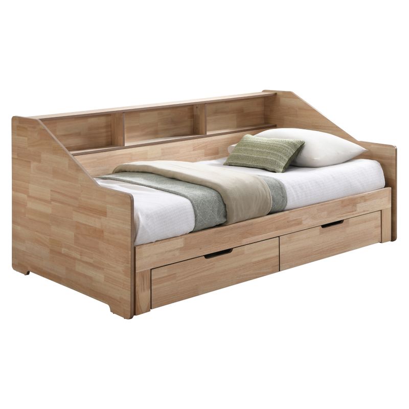 Rozkladacia posteľ s úložným priestorom, 90-180x200, prírodná, MONETA