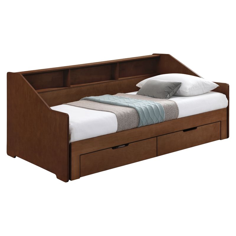 Rozkladacia posteľ s úložným priestorom, 90-180x200, orech, MONETA