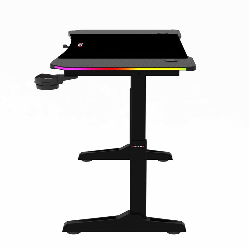 Pevný herný stôl 120x60cm, RGB LED, nastaviteľná výška, melamín, carbon, LT-H1212 BK