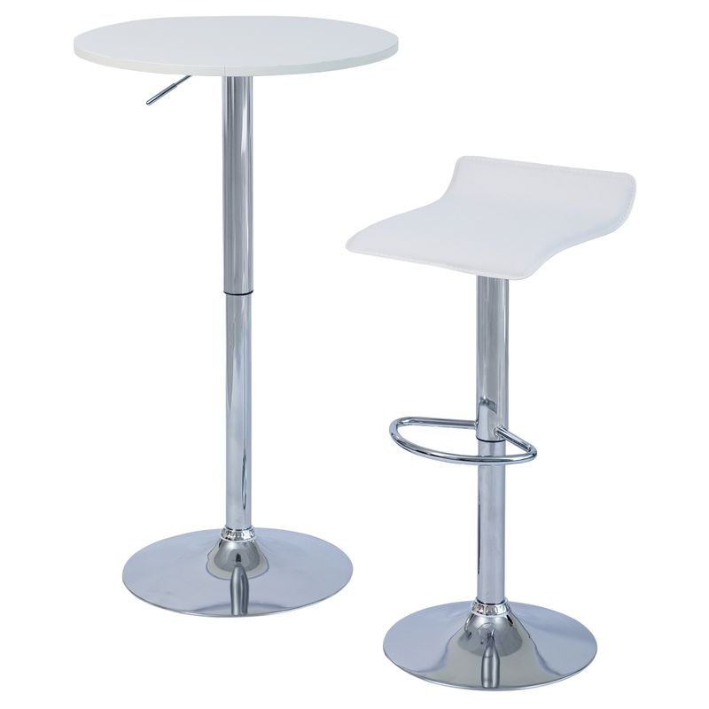 Barový stôl, 60cm, nastaviteľný, biely, chróm, BRANY 3 NEW