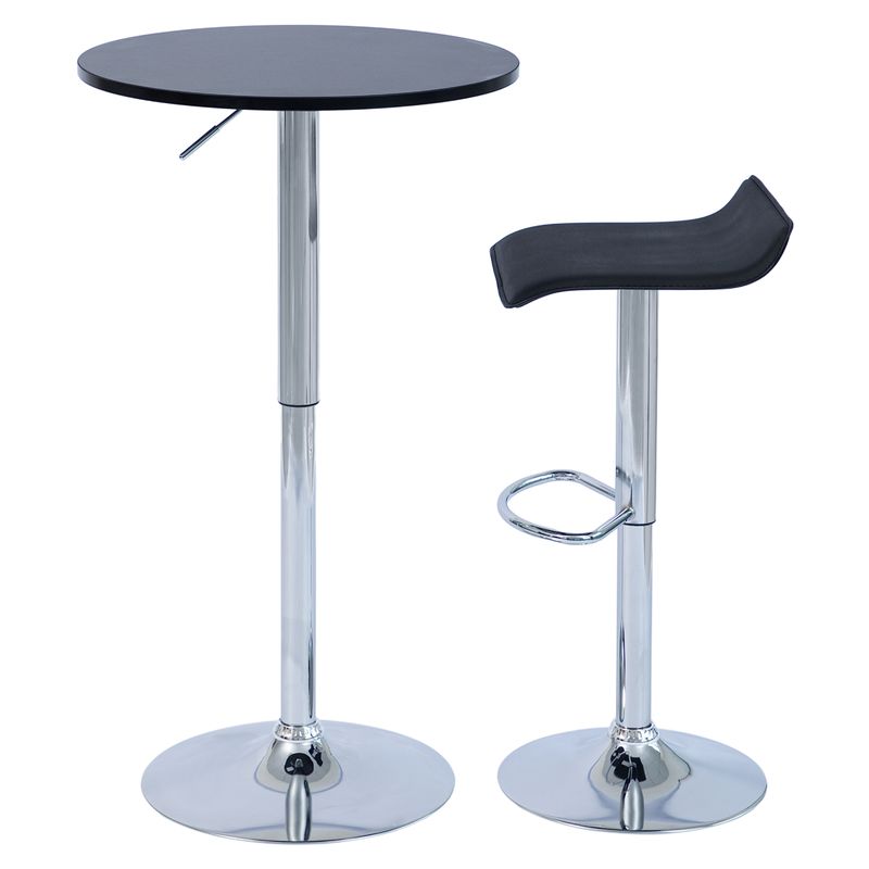 Barový stôl, 60cm, nastaviteľný, čierny, chróm, BRANY 3 NEW