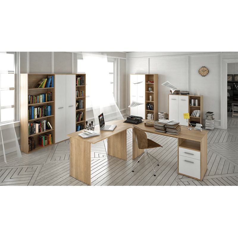 Skrinka, 111cm, dub sonoma, biela, MAURUS NEW MA32