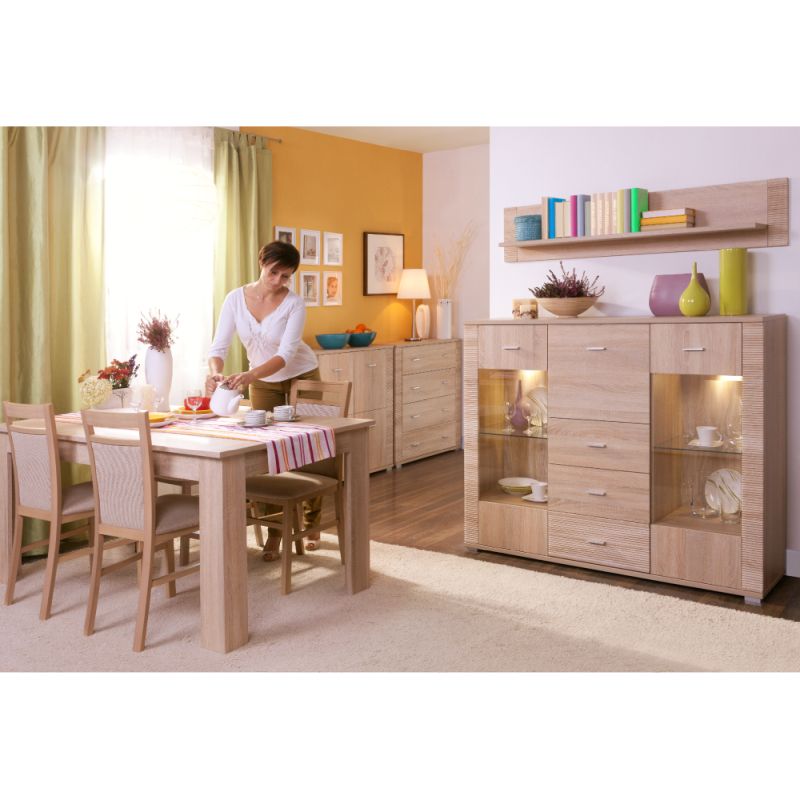 Polica závesná, 139cm, dub sonoma, GRAND typ 17