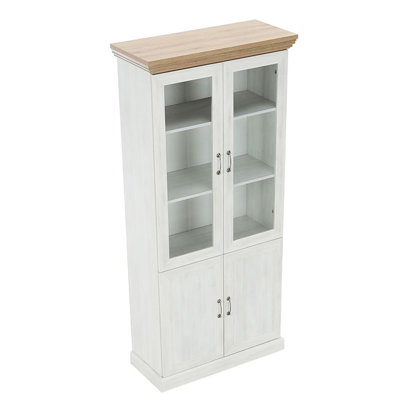 Vitrína, 87cm, štvordverová, sosna nordická, dub divoký, ROYAL W4D