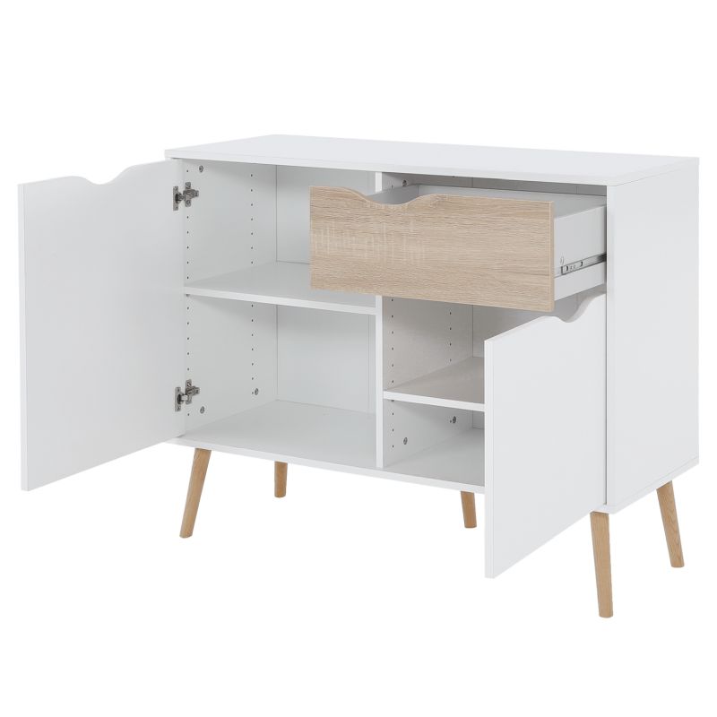 Komoda, 98cm, kombinovaná, dub sonoma, biela, OSLO 75387