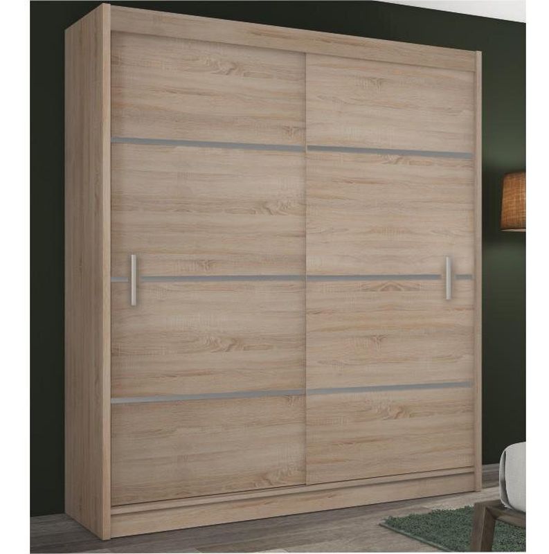 Skriňa, 203cm, kombinovaná, dub sonoma, sivá, MERINA 203