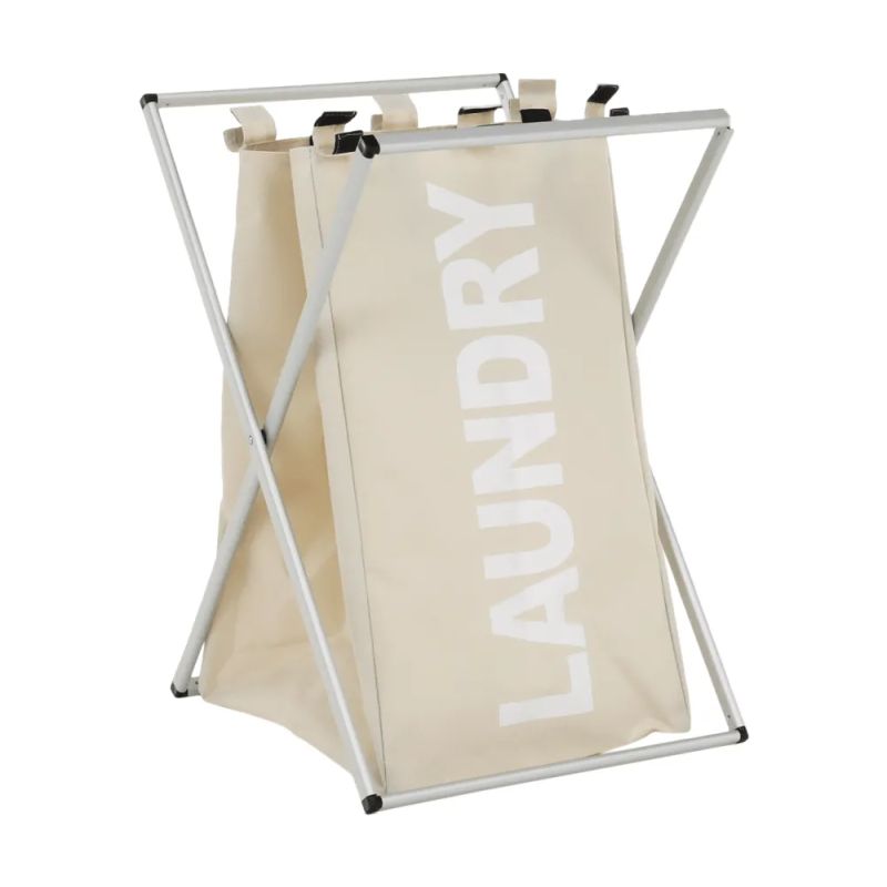 Kôš na prádlo, 35cm, látkový, sivobéžový, LAUNDRY TYP 1