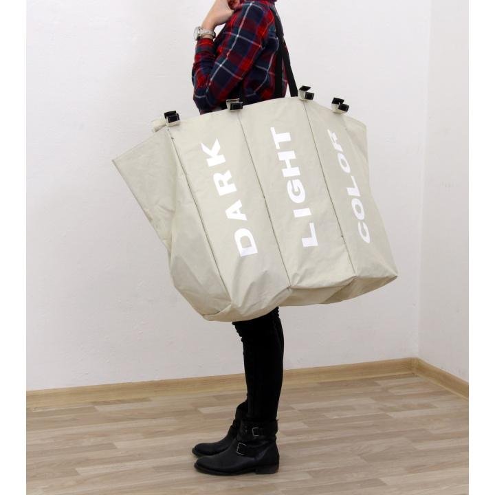 Kôš na prádlo, 63cm, látkový, sivobéžový, LAUNDRY TYP 3
