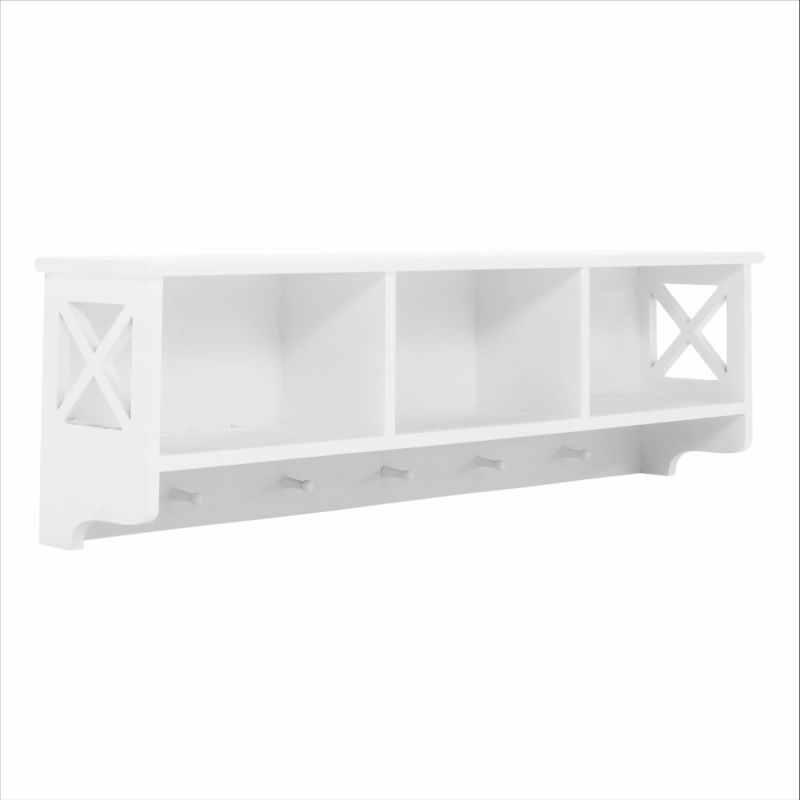 Vešiak, 100cm, 3 košíky, drevo, prútie, biely, RAFAELLO