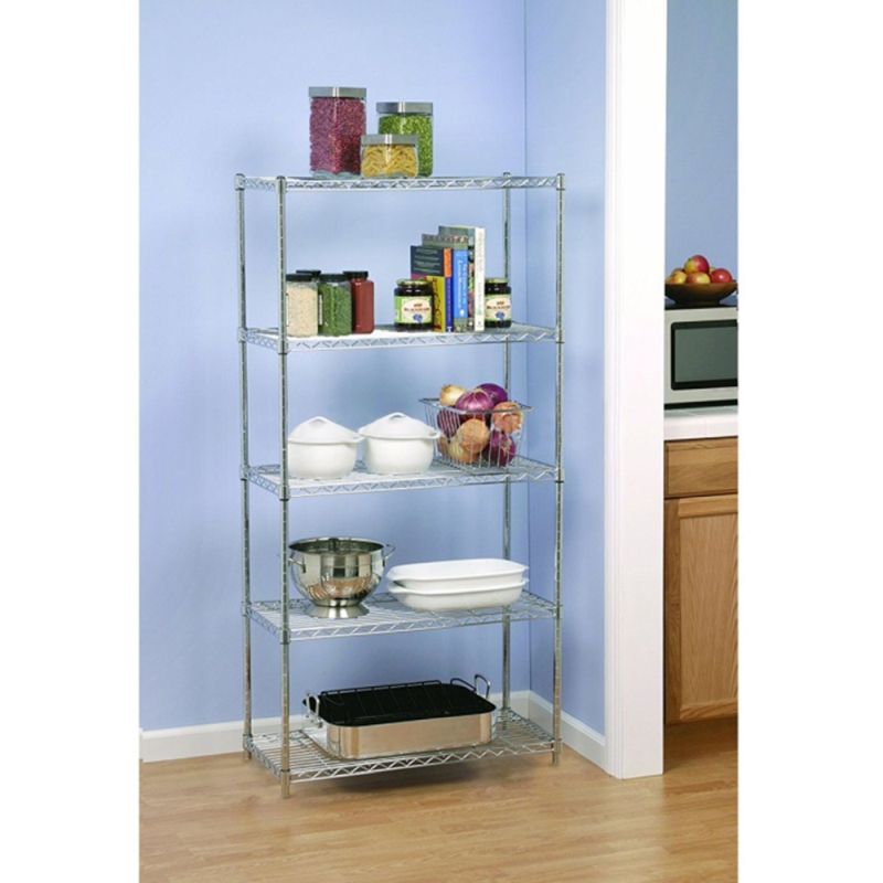 Regál, 90cm, 5-policový, chróm, JUVEN
