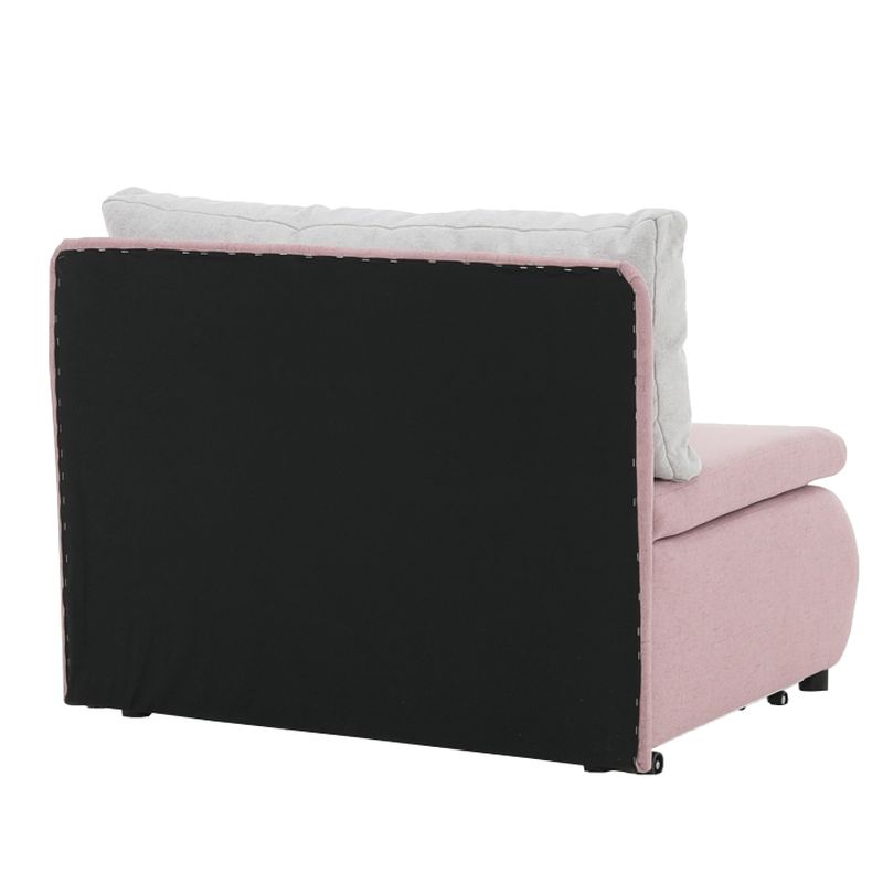 Kreslo, rozkladacie, ružová a svetlo sivá látka, KENY NEW